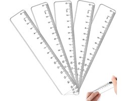 Set van 5 Transparante Plastic Linialen van 15 cm voor Basisschool, Kantoor en Thuisgebruik, Ideaal voor Precisiewerk en Meten