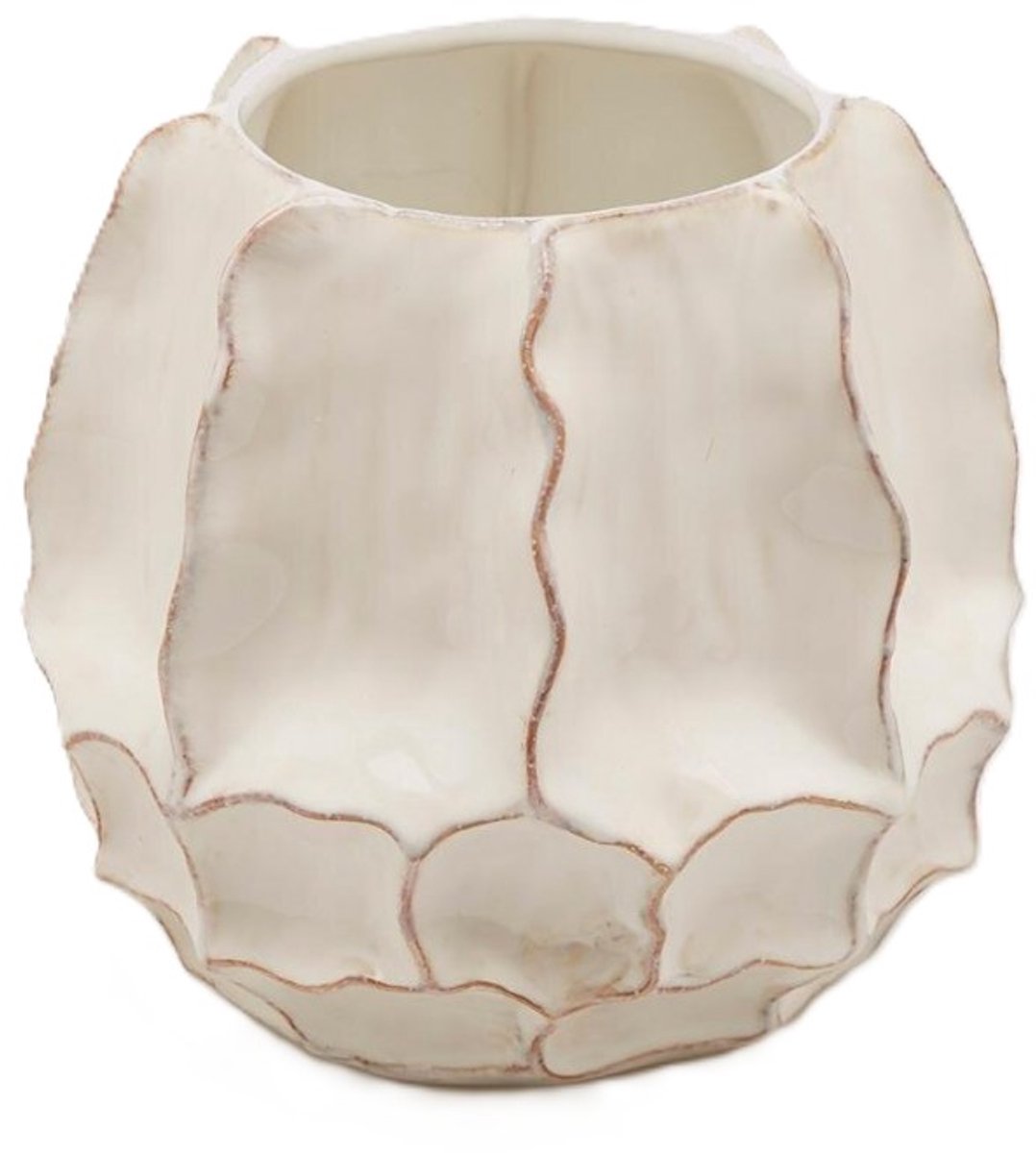 EDG - Bloempot- Keramiek - wit - D20 x H19,5 cm - Opening 8 cm