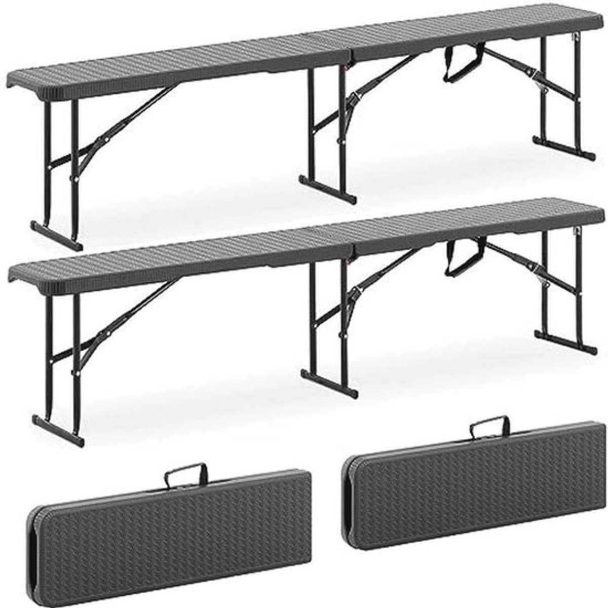 Inklapbare Bierbank Set - 2 Opvouwbare Banken voor Buiten - 183 cm - Ideaal voor Tuinfeesten en Barbecues