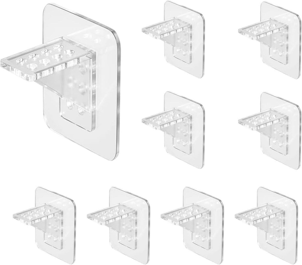 10 zelfklevende plankhouders, eenvoudig te bevestigen zonder boren, ideaal voor kasten en planken, 7 x 7 cm