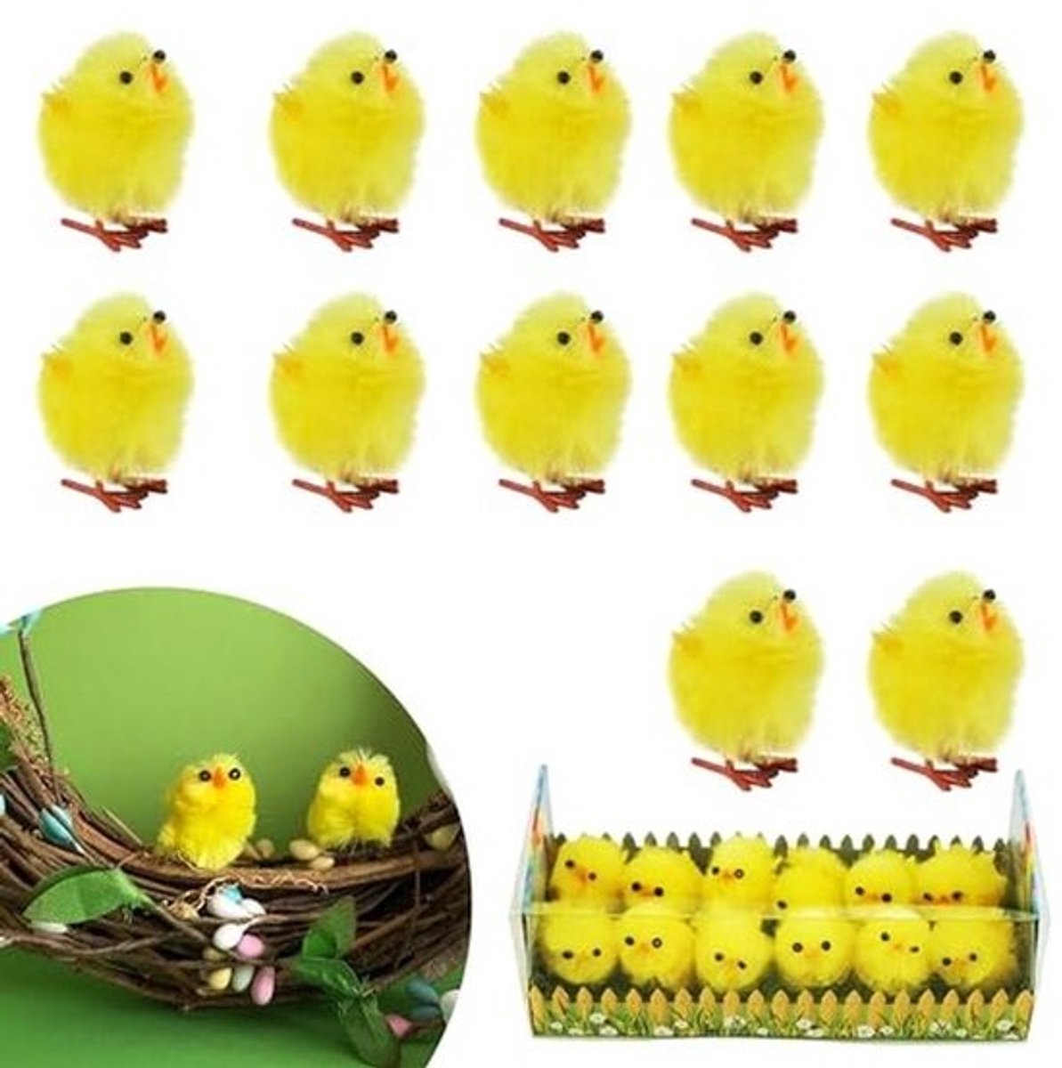 12 Schattige Gele Paaskuikens - Ideaal voor Paasdecoraties en Knutselen