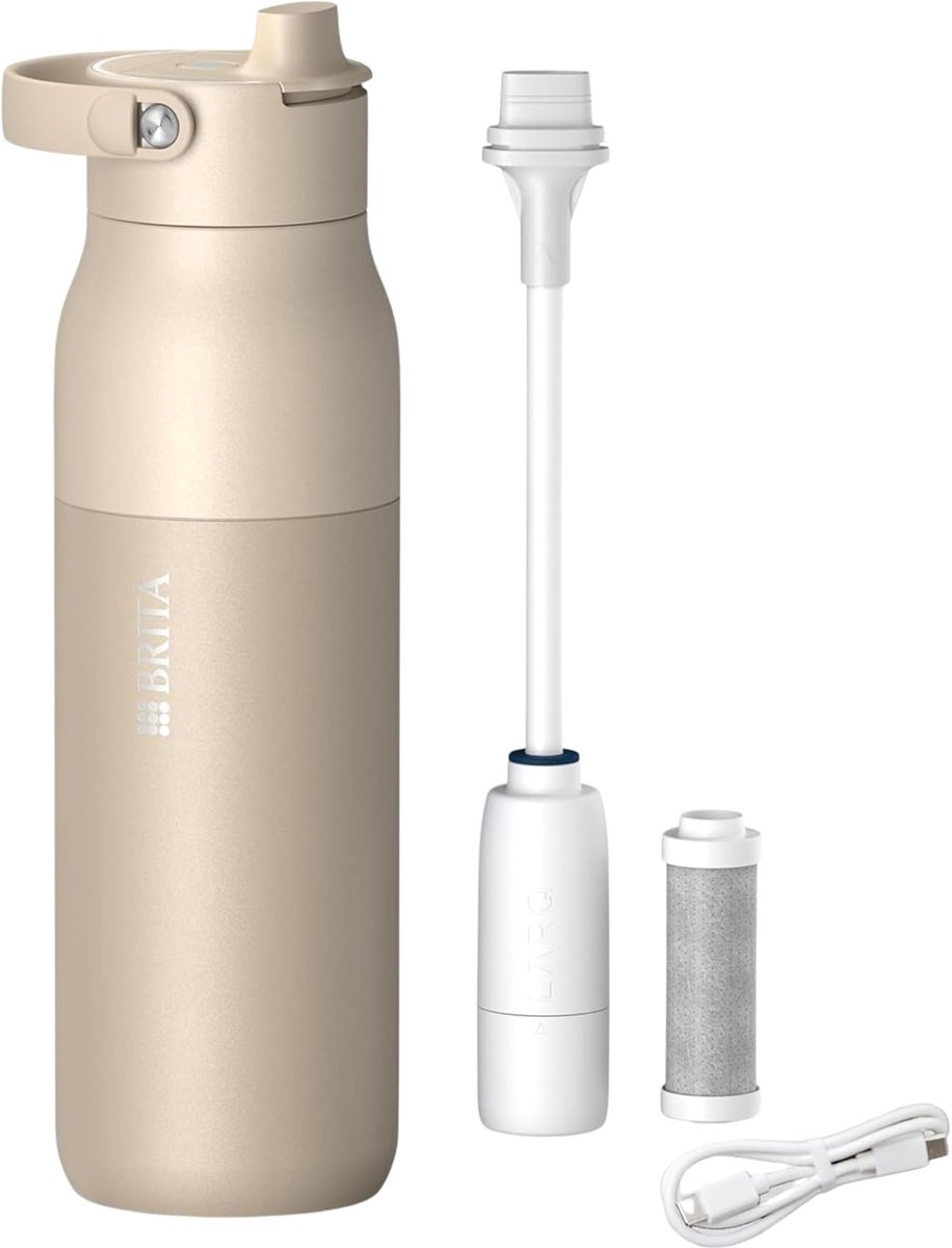 Waterfilterfles 1000ml - Beige - met hydratatie-app en UV-C - neutraliseert 99.99% bacteriën - ShopVlot