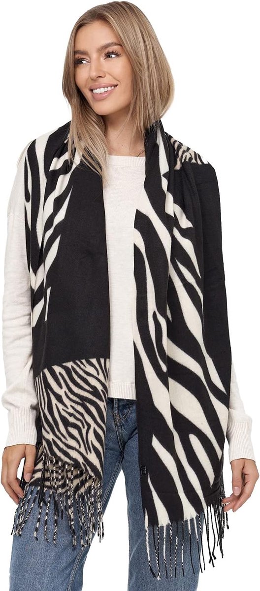Damessjaal XXL behaaglijk warm luipaardpatroon poncho sjaal oversized dekensjaal