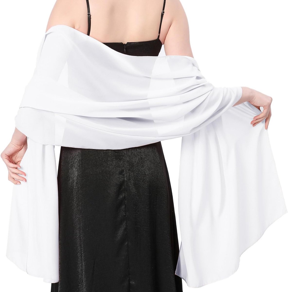 Halsdoek voor dames, chiffon, zomersjaal, feestelijke stola voor avondjurk of bruidsjurk, bruiloftssjaal