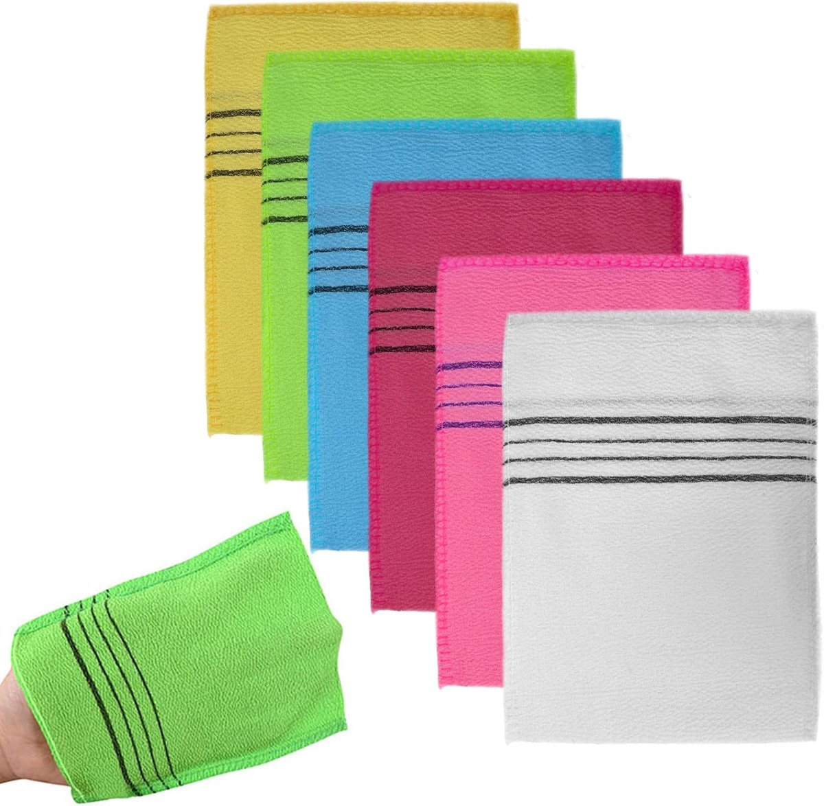 6 stuks peeling-washandjes, herbruikbaar