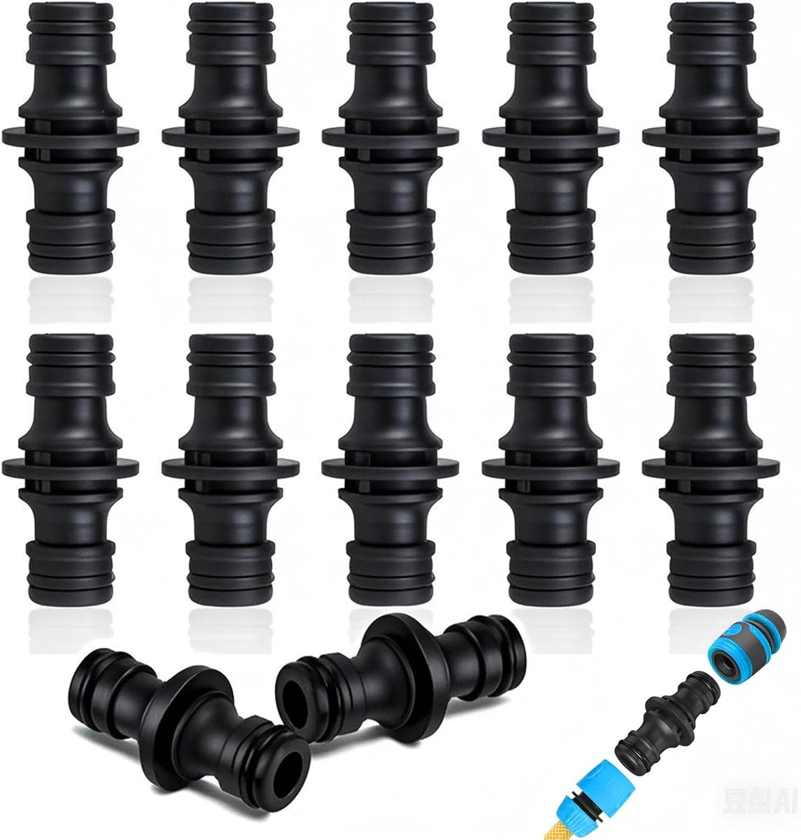 12 stuks slangverbinders, slangaansluiting 1/2 inch, slangkoppeling 1/2 inch, tuinslangconnector, voor frequente demontage en onderhoud, ideaal voor tuinirrigatie en zwembadonderhoud