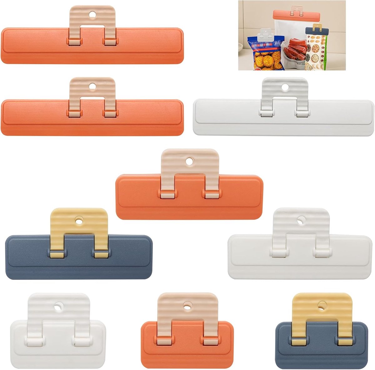 Zakclips voor voedselopslag, 9 stuks voedselzakclips diverse plastic voedselclips zak afdichtingsclips