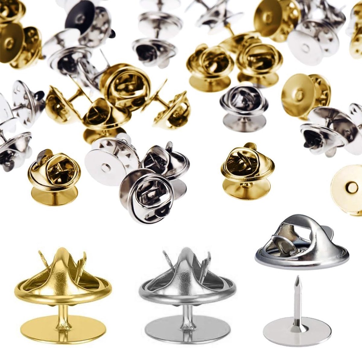 60 paar koppelingen voor vlindernaalden, vlindersluiting, koppeling met vacuüm, vlinderclutch stropdas tacks voor handwerk en sieraden maken