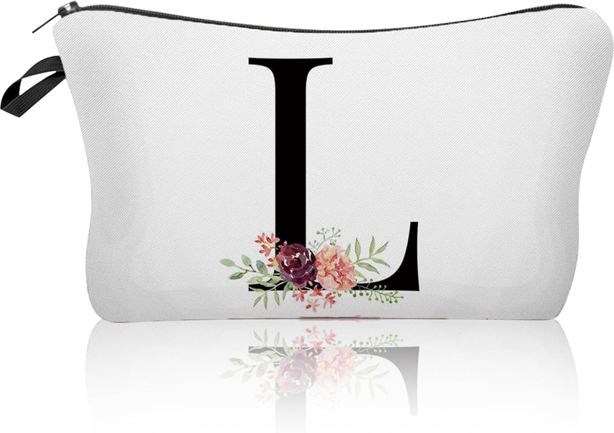Make-uptas, draagbare make-uptas voor op reis, bedrukte opbergtas met alfabet bloemenprint, cosmetische tas, bruid, bruidsmeisje, cosmetische zakje, geschenken voor vrouwen, meisjes, beste