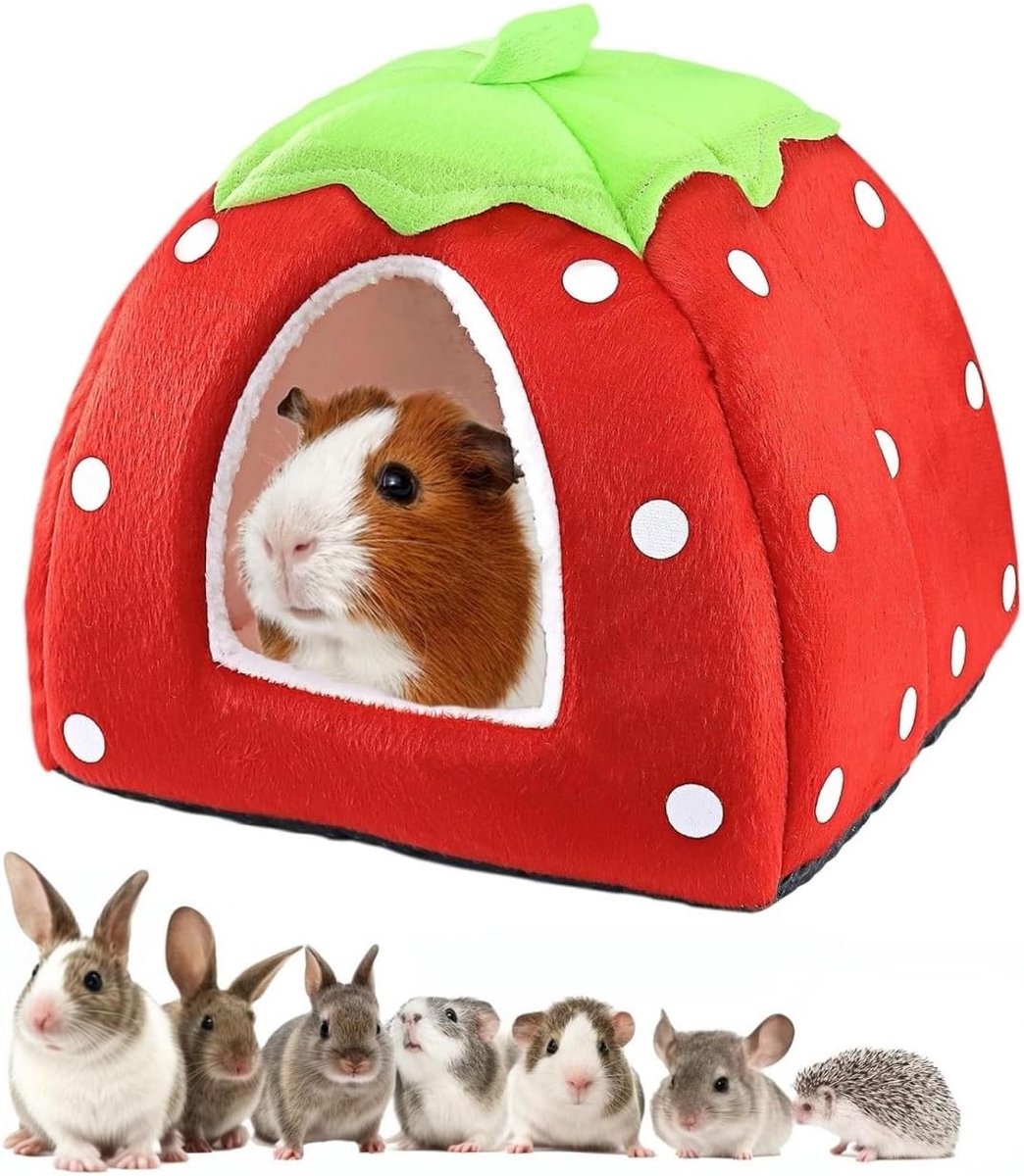 Winterhuisje voor kleine dieren, multifunctioneel warm bed, gezellige bedden voor dwergkonijnen, chinchilla, hamster (rood, S)