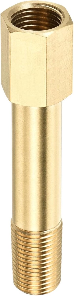Verlengstuk verbindingsbuis fitting - messing zeskantige koppeling converter adapter toepassen industrieel gebruik (G1/4 binnendraad G1/4 buitendraad 75 mm goud)