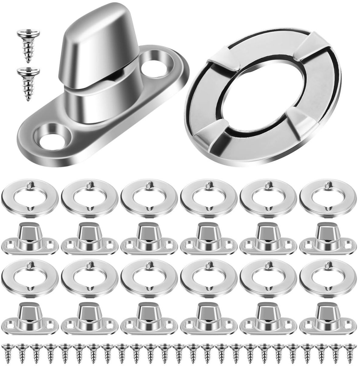 Swivel button closures en bevestigingsmiddelen voor oogjes, 20 sets schroeven voor mobiele zeilen en machines, veilig en stevig installeren