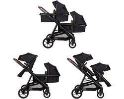 Qute Q-Twin Duowagen - Jeans Zwart