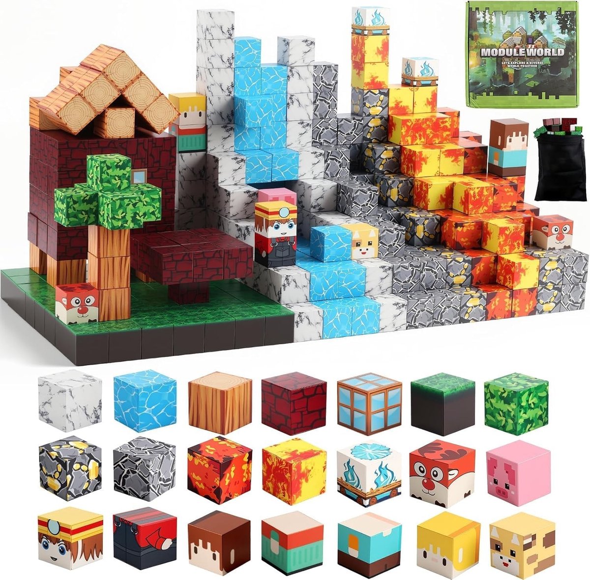 Magnetische Bouwblokken Set van 470 Stukken, Creatief Montessori Speelgoed voor Kinderen van 3 tot 9 Jaar, Educatief en Interactief Speelgoed, Perfect als Cadeau