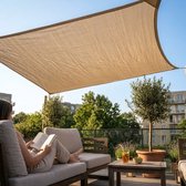 TuinChamp Schaduwdoek hdpe beige 4x4m - Waterdoorlatend - Vierkant - Zonnescherm balkon - Zonnescherm doek - Tuin zonnescherm