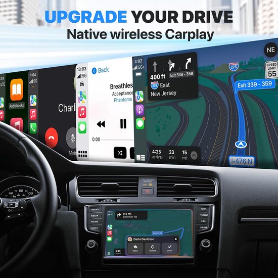 Draadloze CarPlay-adapter geschikt voor Apple iPhone - 2025 Circle Edition - Converteert bekabelde naar draadloze CarPlay geschikt voor iPhone iOS 10+ - Plug & Play, snelle automatische verbinding, USB-dongle voor auto's geschikt voor Apple CarPlay van Circle — afbeelding 4