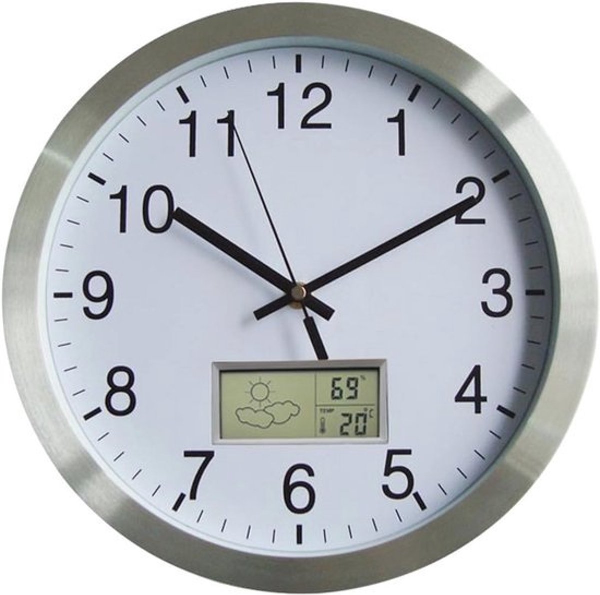 Draadloze Wandklok met Thermometer en Hygrometer - Radiogestuurd - Stil - Ø 30 cm