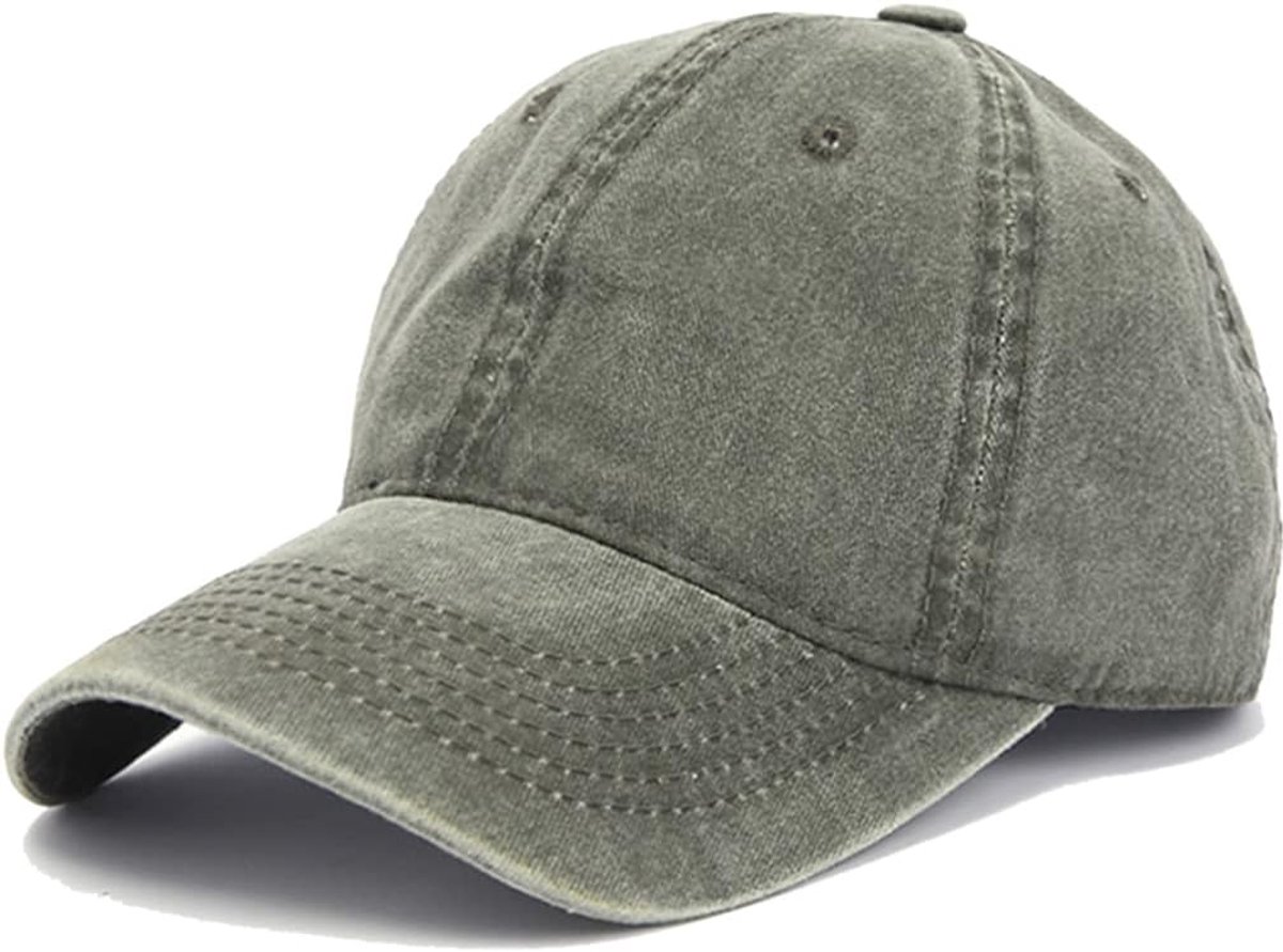 Hoed voor dames en heren, verstelbaar, katoen, casual, outdoor, baseballpet, heren, dames, muts, verstelbaar, vintage, gewassen, verouderd, Leger Groen