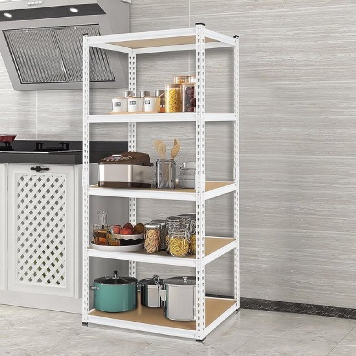 Verstelbaar opbergrek voor zware lasten - 90 x 40 x 183 cm, max. 750 kg, robuuste metalen constructie voor garage en keuken