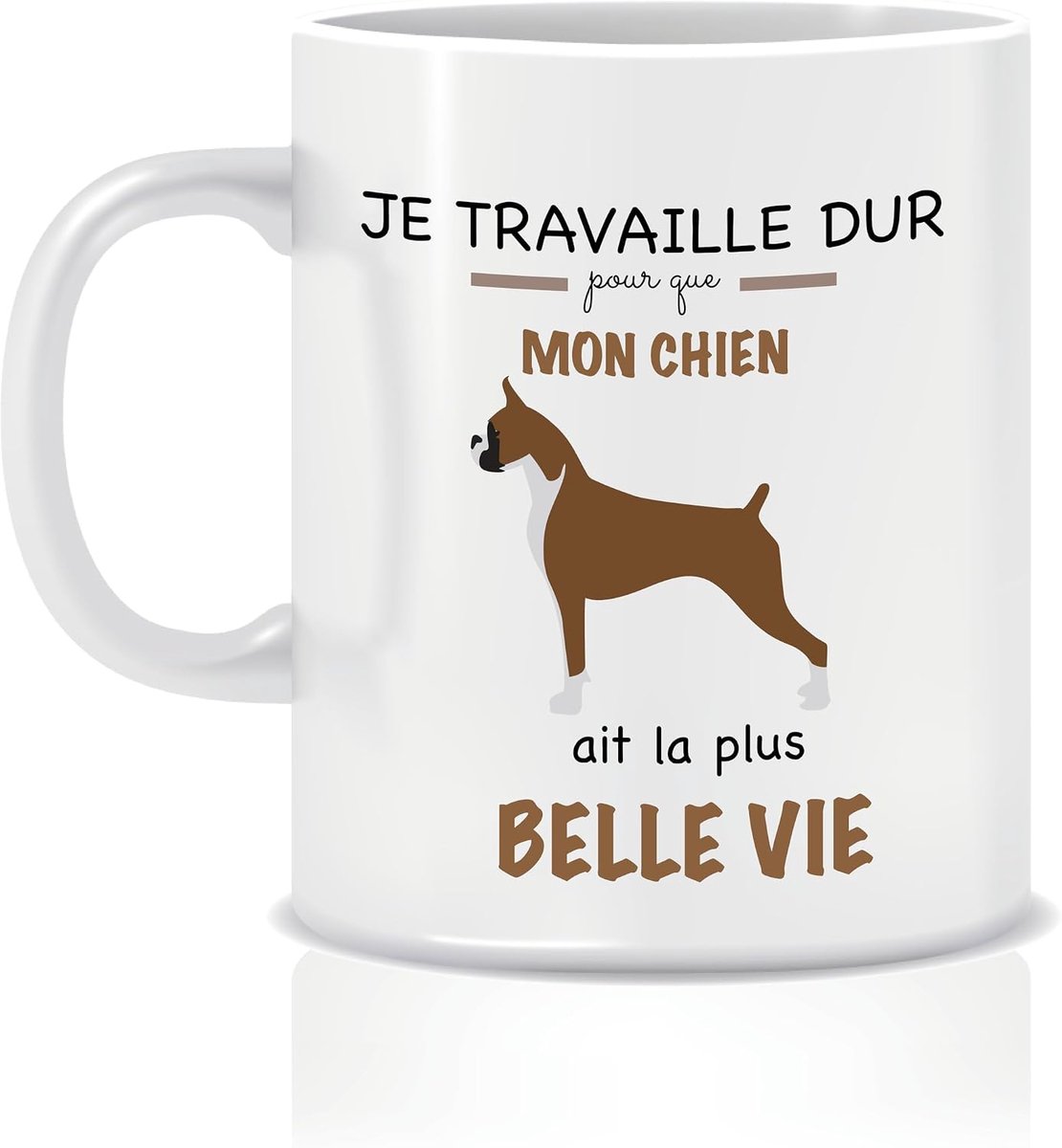 mok "Ik werk hard voor mijn hond", cadeau-idee voor meester en meesteres van Beagle, Duitse herder, Australisch, Pitbull enz. (Boxer)