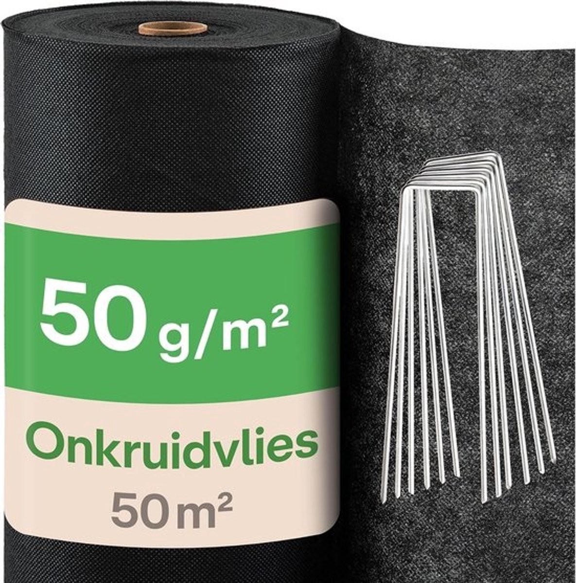 Waterdoorlatend Onkruiddoek 50m² - UV-Bestendige Anti-Onkruidmat met 24 Grondpennen