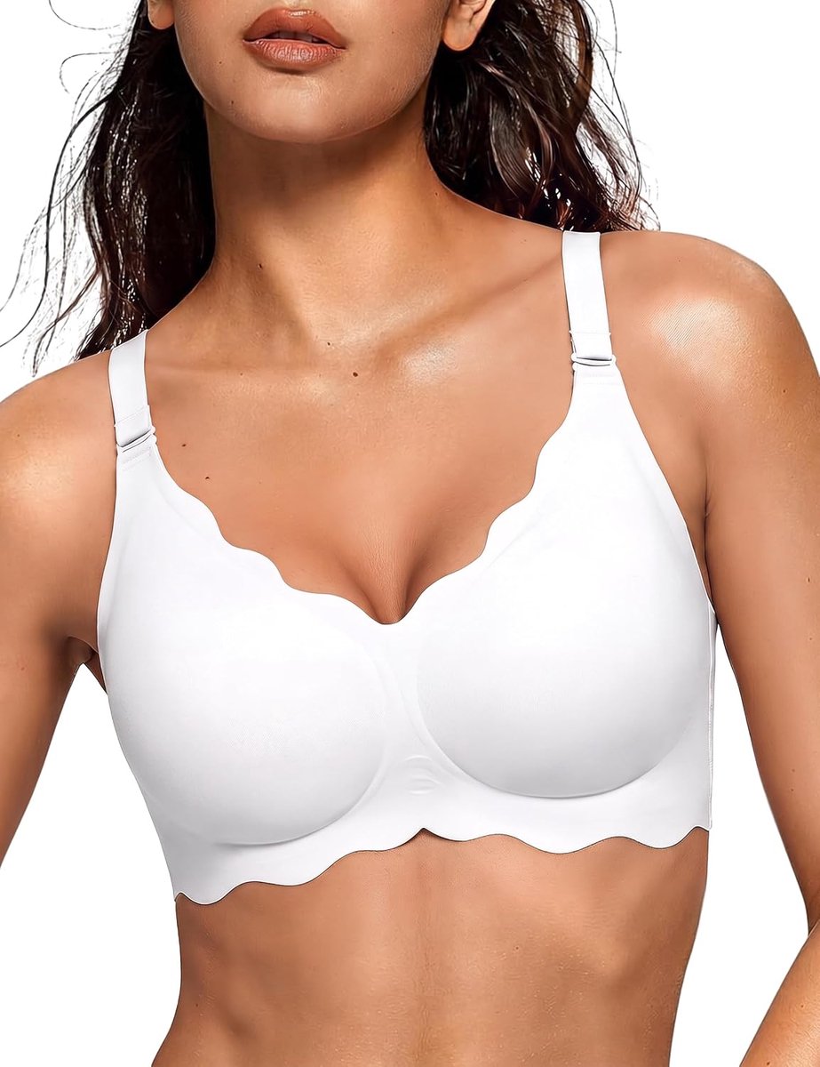 Beha zonder beugel dames Jelly Bra naadloze bralette V-hals push-up golvende rand ademend zomer zacht comfort ondergoed voor grote borsten sterke grip