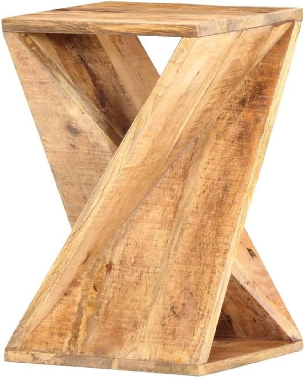 Bijzettafel Mangohout - Decoratieve Tafel Kruk - Woonkamer Decoratie - Massief Hout Rustiek - 35x35x55 cm - Bruin