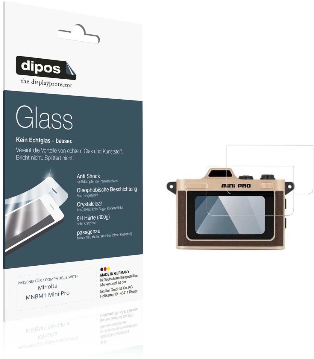 dipos – 2x Pantserfolie geschikt voor Minolta MNBM1 Mini Pro | 9H Screenprotector