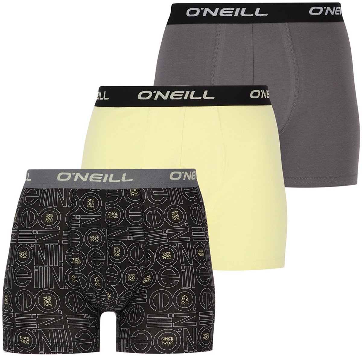 O'Neill 9-Pack – O’Neill Boxershorts – Heren – Katoen – Outline Logo – Grijs & Geel