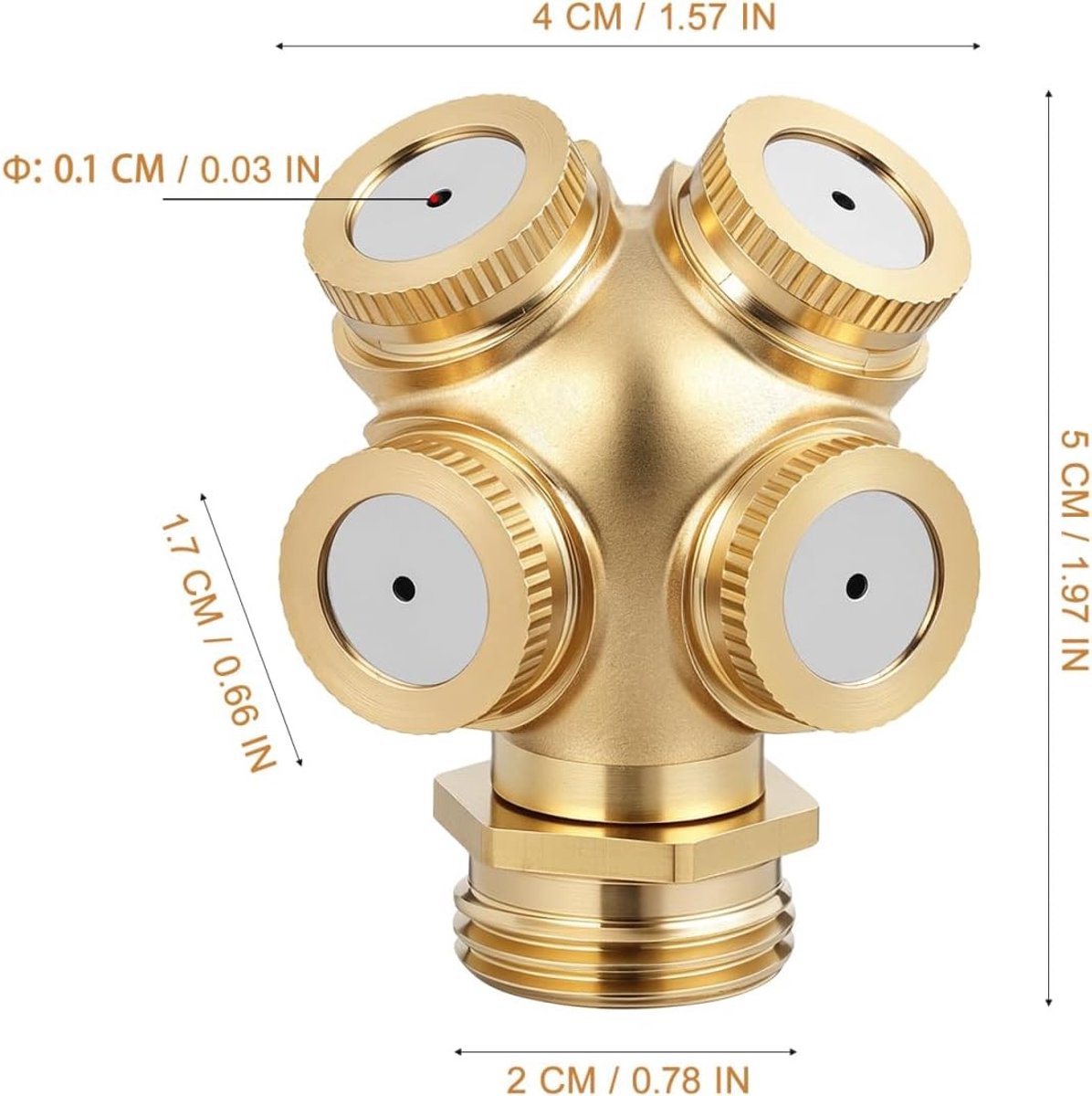 4-delige Misting Nozzle Set met 4 Openingen voor Irrigatiesystemen en Tuinverkoeling - Ideaal voor Buitengebruik en Waterbesparing