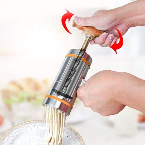 Handmatige RVS Noodle Machine met 7 Vormen - Ideaal voor Thuis en Restaurant Noodles Maken, Pastamaker en Keukenaccessoire — afbeelding 5