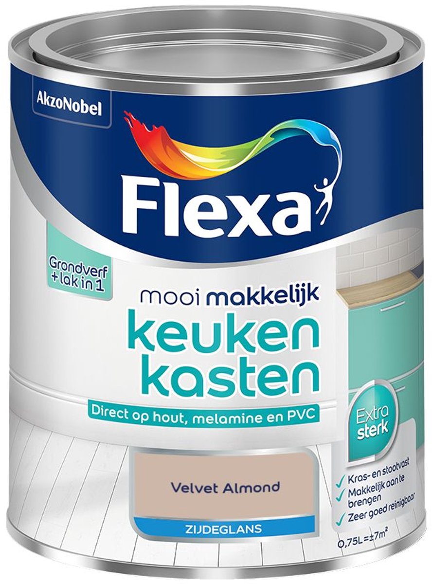 Flexa - Mooi Makkelijk Keukenkasten Zijdeglans - Velvet Almond - 750 Ml - Kleur Van Het Jaar 2027
