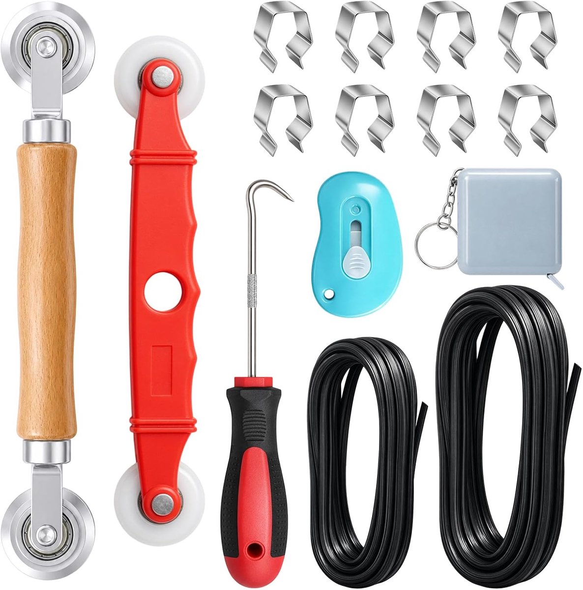 16 Stuks Vliegengaas Reparatieset Stalen/Nylon Roller met Lagers
