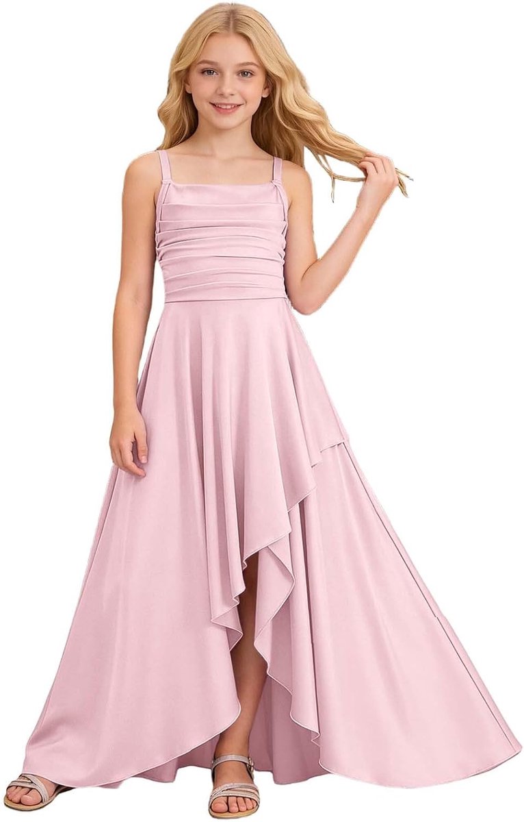 Prinsessenjurk voor meisjes, ceremonie, avond, groen, organza, lange mouwen, bruiloft, gala, receptie, kleine meisjes, A133