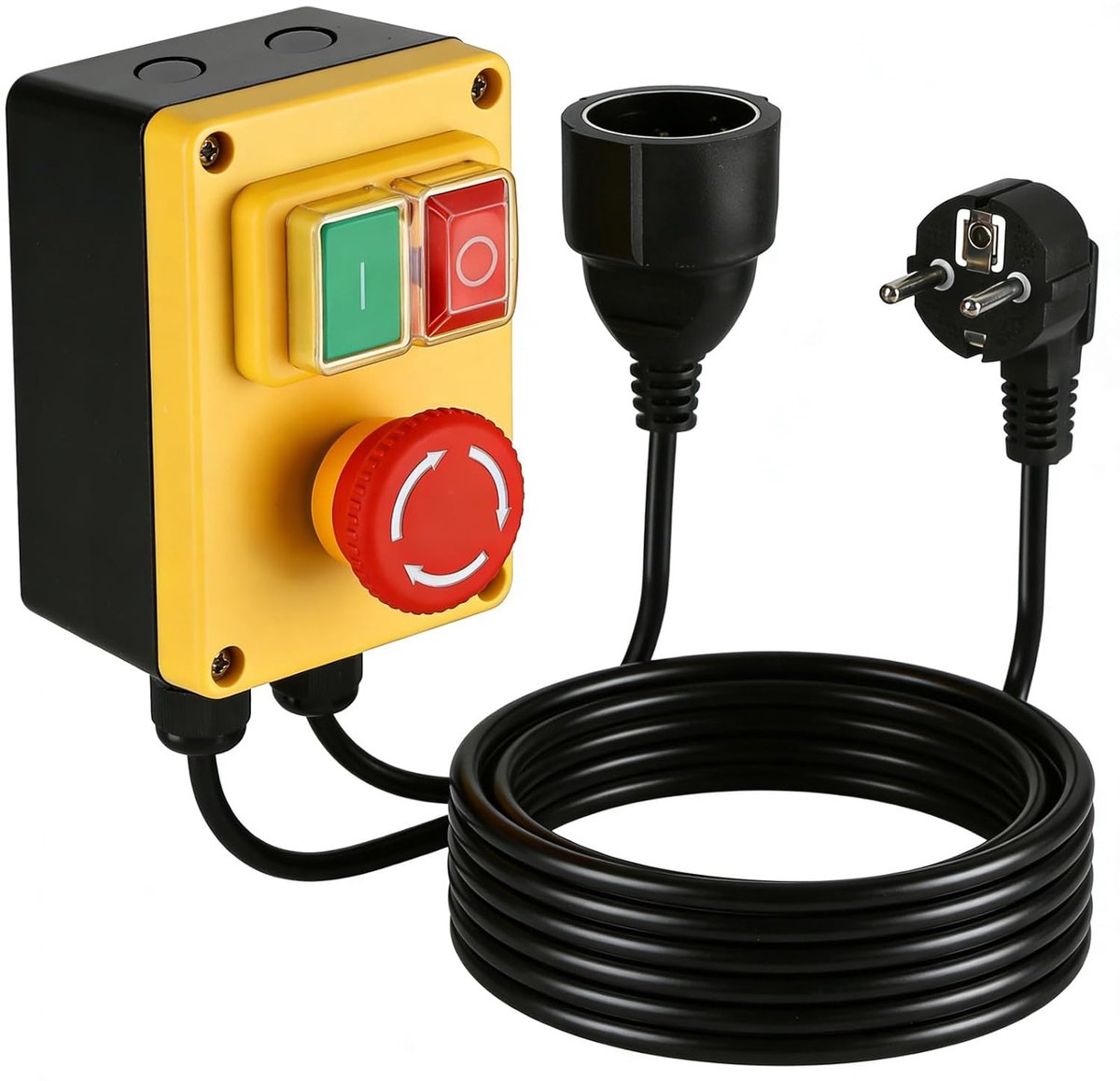 230 V eenfasige aan/uit-schakelaar, veiligheidsschakelaar met stopcontact en groot, rood, nulspanningsschakelaar, nood-uit-knop, elektromagnetische machineschakelaar voor freestafels en elektrische