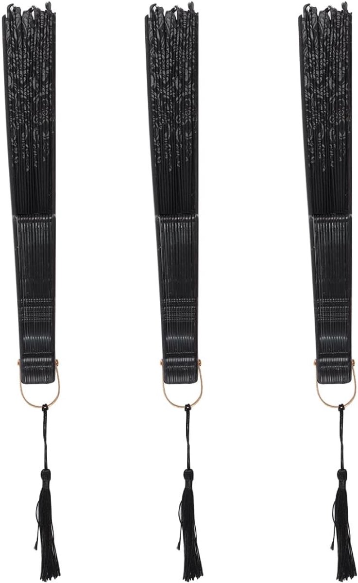 3 stuks handwaaiers zwarte bruiloft kantwaaier edele en elegante antieke stijl opvouwbare waaier voor carnaval accessoires feest cadeau