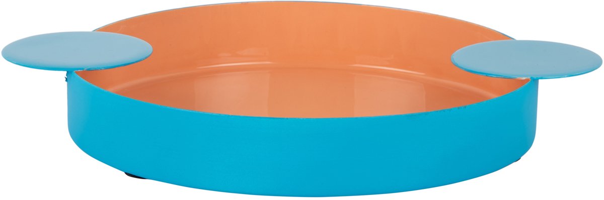 Present Time Dienblad Double Funky Medium - Peach orange & aqua blue Oranje