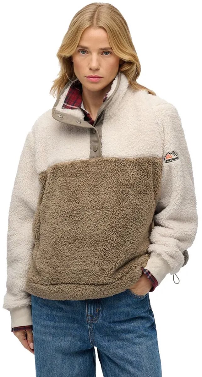 Superdry Super Soft Mash Up Henley Sweatshirt Vrouw Beige