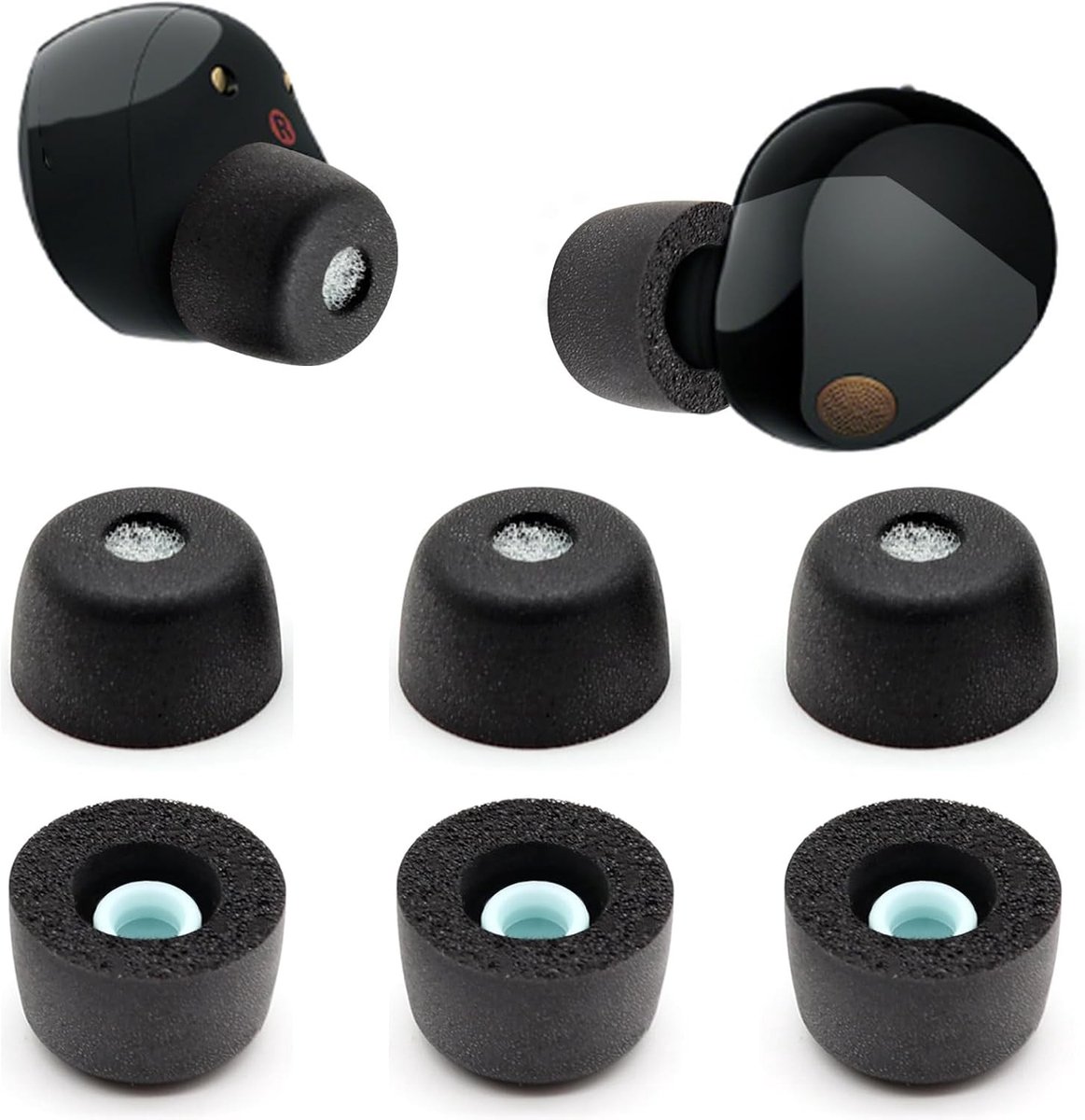 Comfortabele Memory Foam Oordopjes, Vervangende Schuim Tips voor Draadloze Oordopjes, Geschikt voor Oordopjes met Oplaadcase (Matte Afwerking, 3 Paar, L)