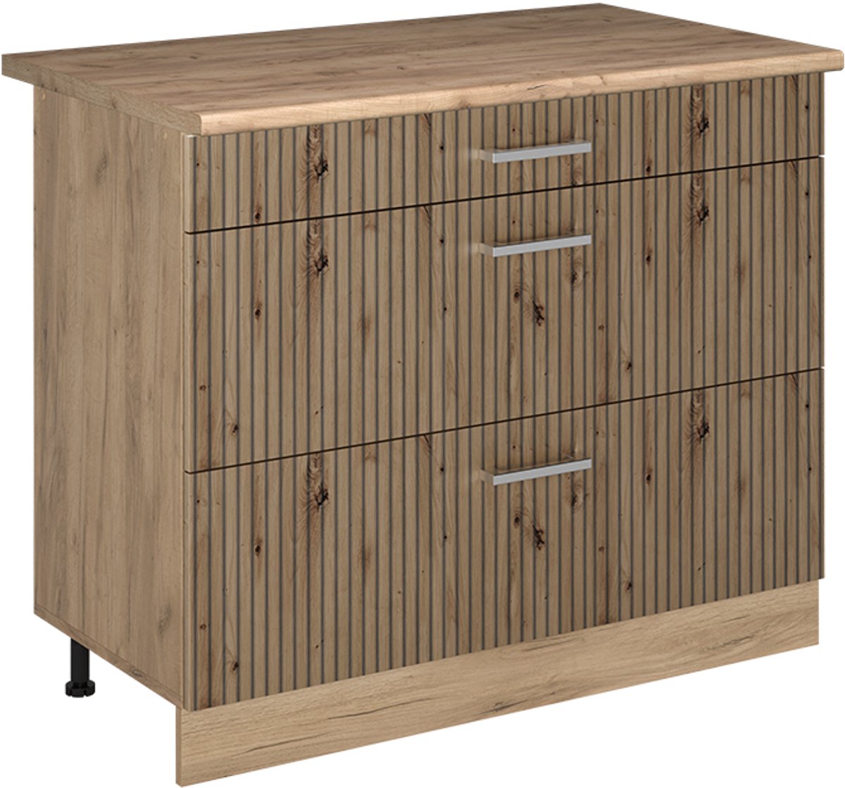 Vicco Keukenonderkast R-Line, Artisanaal eiken/Goudkleurig Eiken, 100 cm goudkleurig eiken werkblad