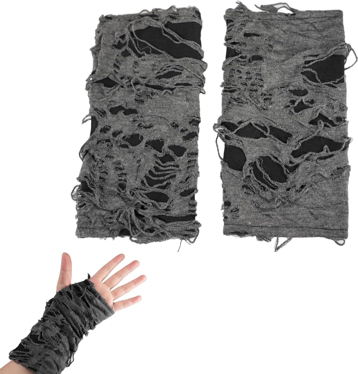 Handschoenen - vingerloze spinnenweb kanten handschoenen voor feestkostuum, gothic heksen kostuum accessoires, inclusief leren armband, perfect voor Halloween-party, rollenspellen en