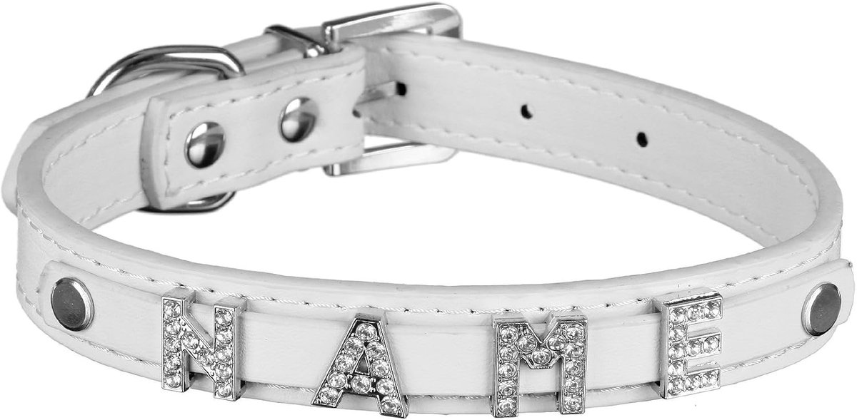 Pet | Hondenhalsband »My-Name« incl. 5 strass-letters; personaliseerbaar met de naam van je hond; extra letters te bestellen (M: 38 cm, wit)