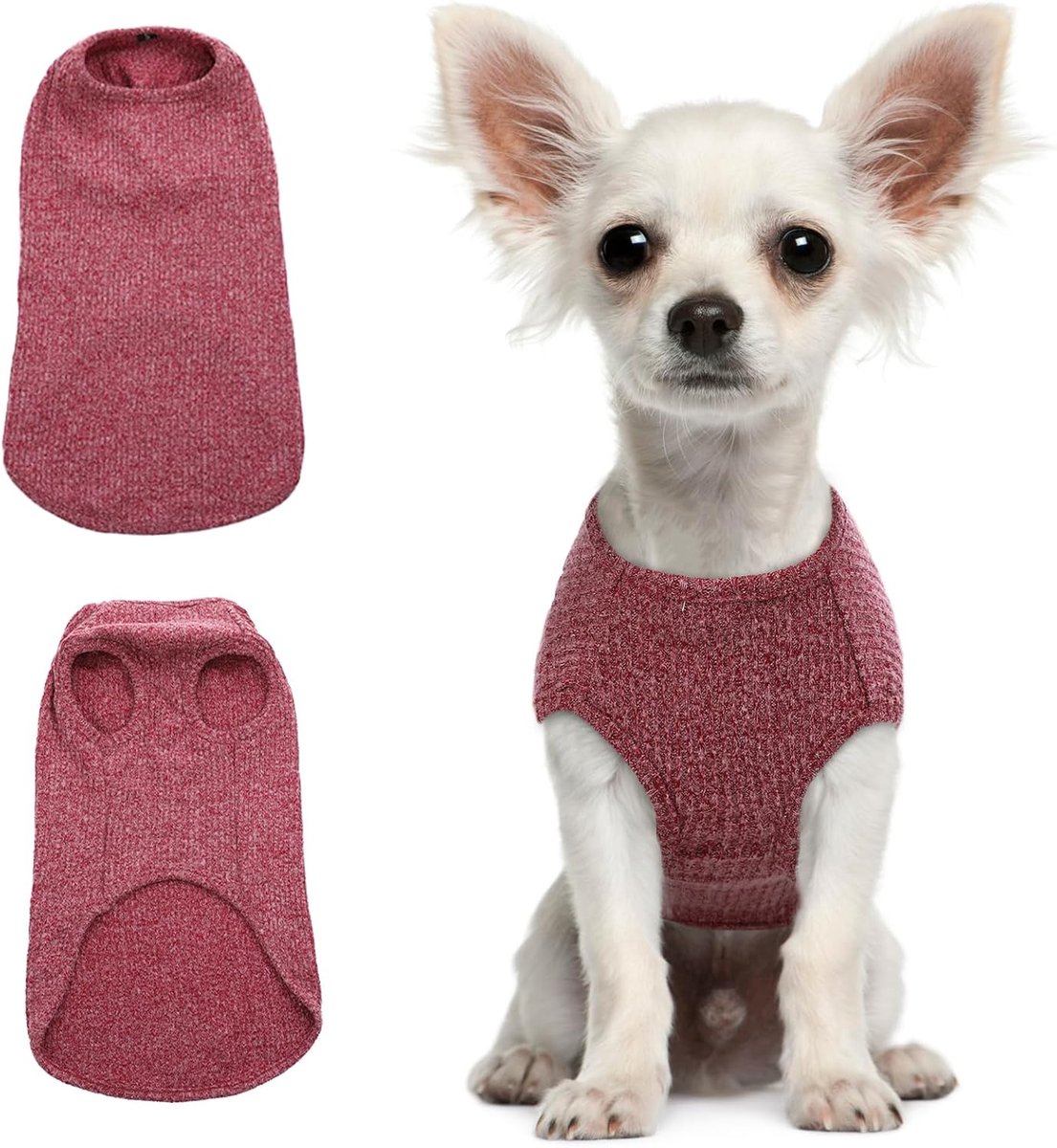 Hondenhemd voor kleine honden katten en huisdieren gestreept T-shirt zomer cool vest, puppy basic tanktop zacht katoen Chihuahua kleding voor Doggy Girl Boy (XS, rood)