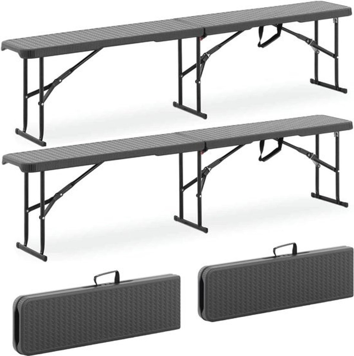 Inklapbare Bierbank Set - 2 Opvouwbare Banken voor Buiten - 183 cm - Ideaal voor Tuinfeesten en Barbecues