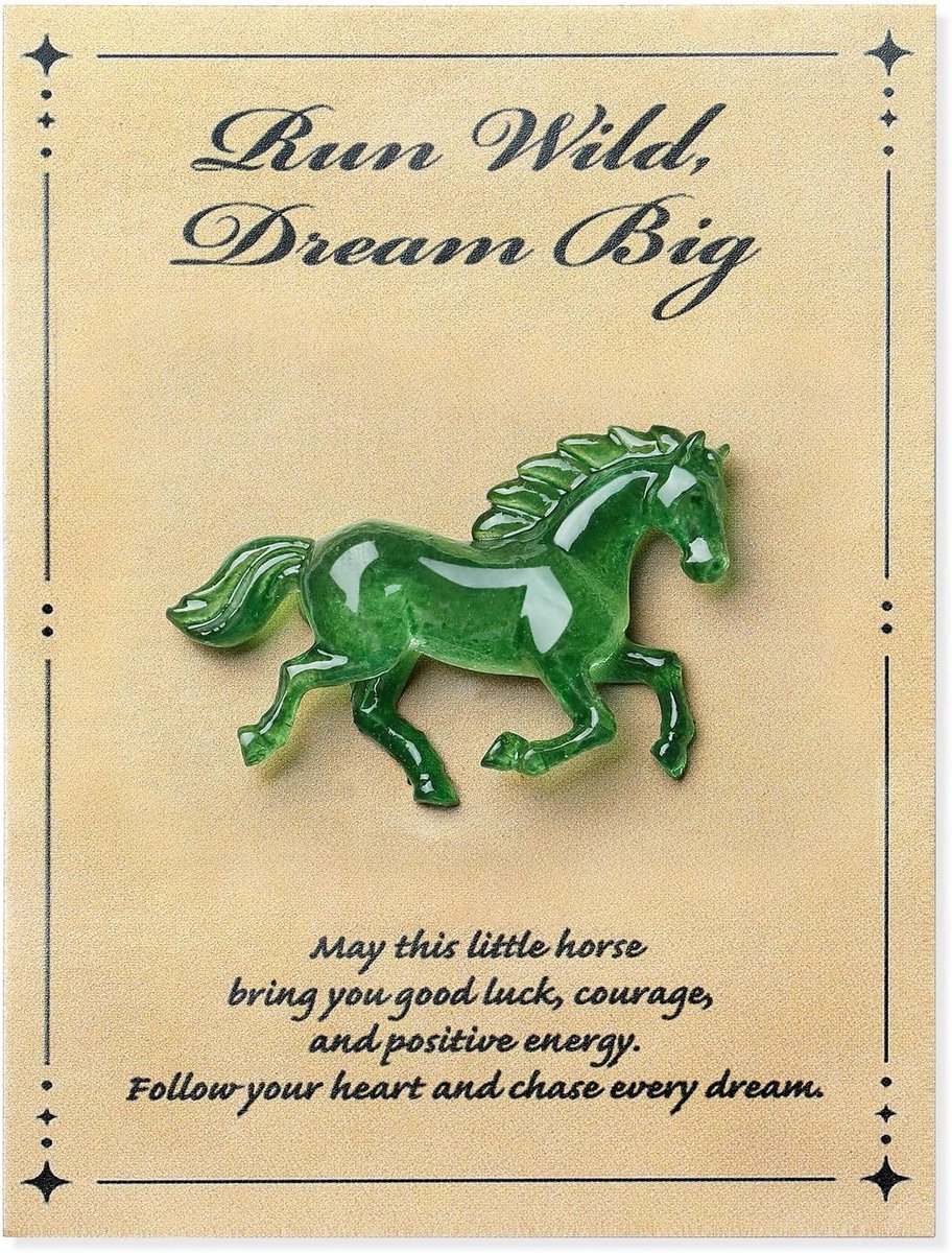 Paarden ornament met gelukskaart - acryl groen - symboliseert moed en vrijheid - dagelijkse inspiratie voor dromen - ShopVlot