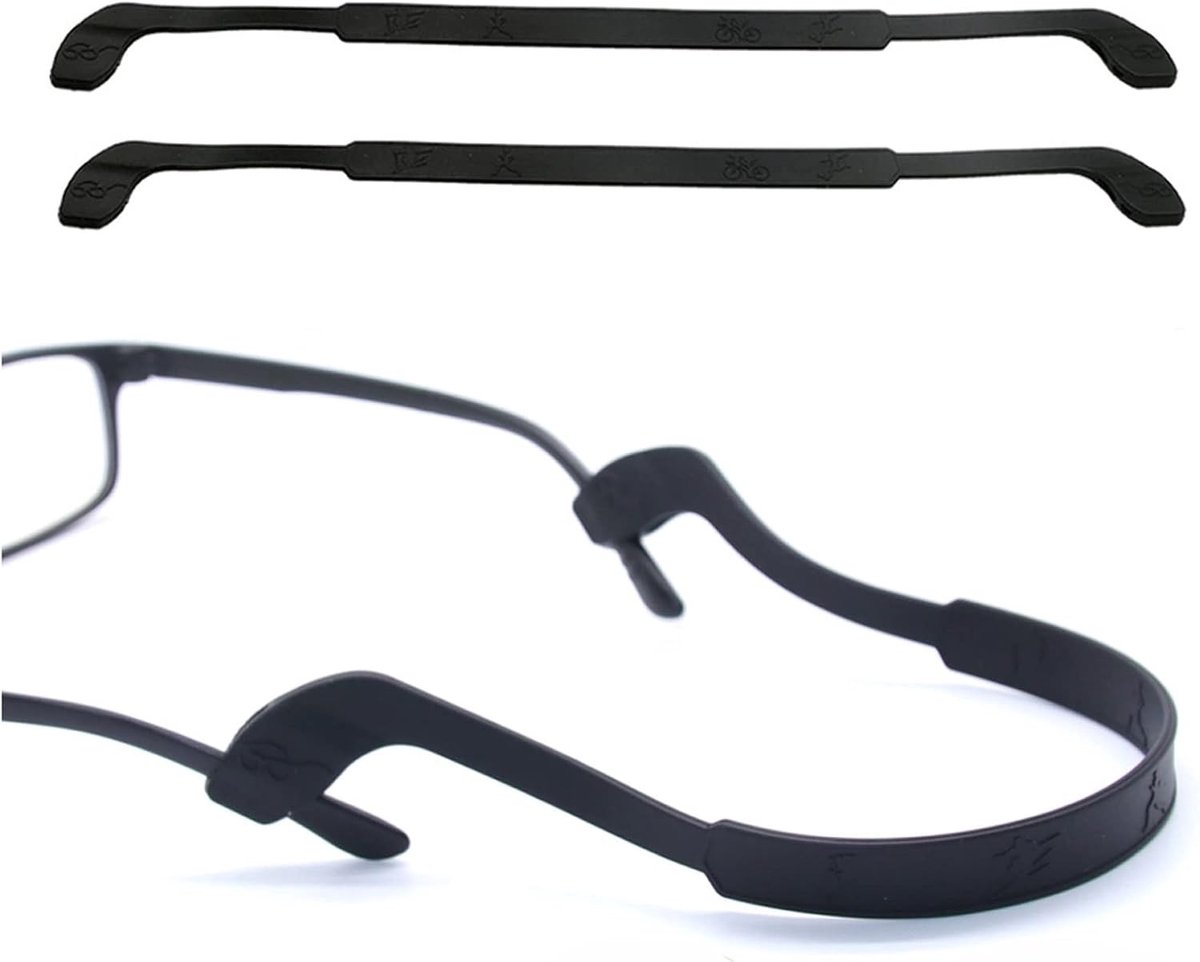 Zwarte niet-slip silicone brillenband - 2 stuks, perfect voor sport en dagelijks gebruik
