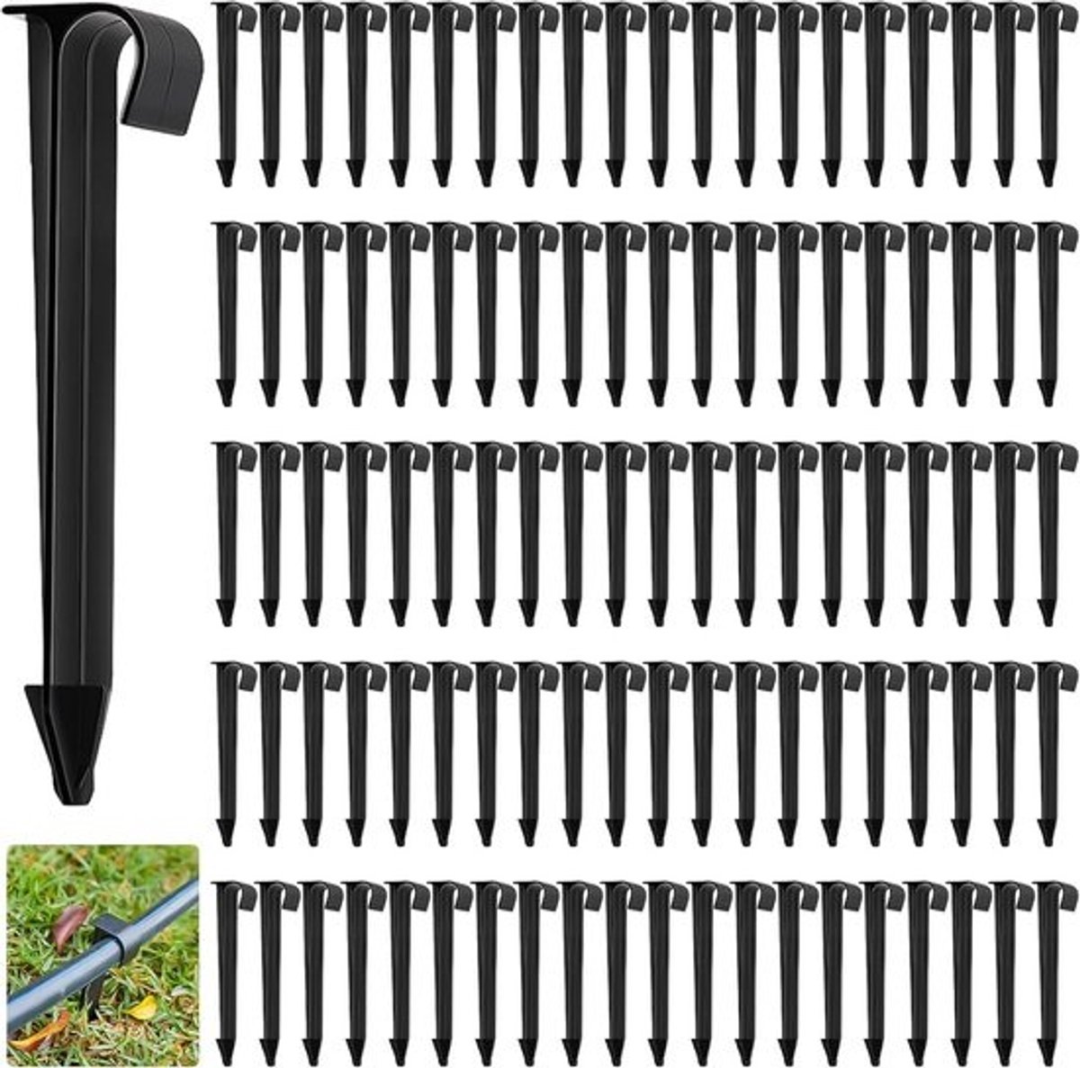 Grondankers - Slanghouders - Tuin bewateren - Stabiele bevestiging - 100 stuks - Zwart