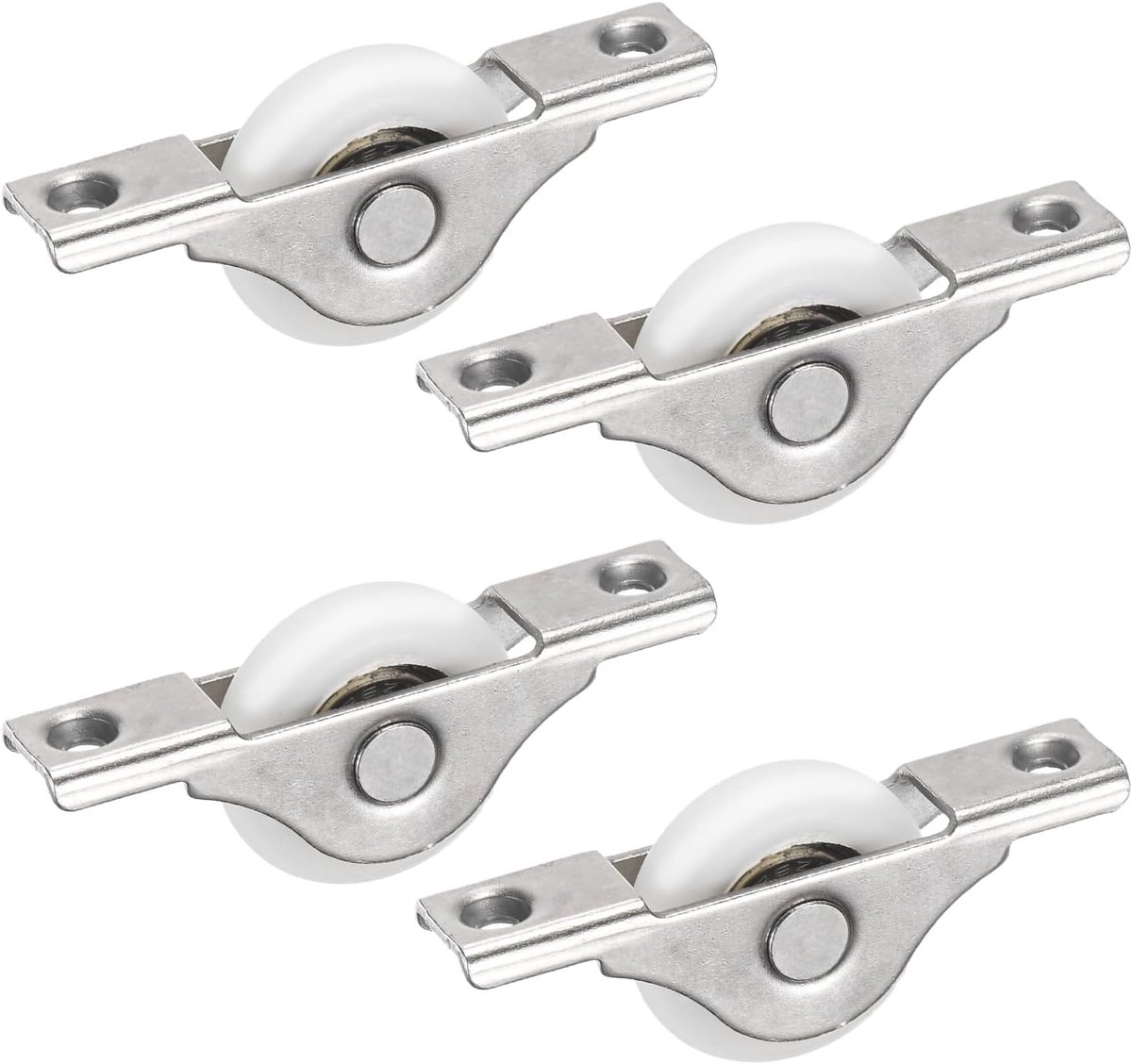 METERXITY Set van 4 deurrollen, 30 mm dia-schuifdeur, nylon katrol, raamwielen, terrasdeurrollen, vervanging voor garagehordeur [wit]