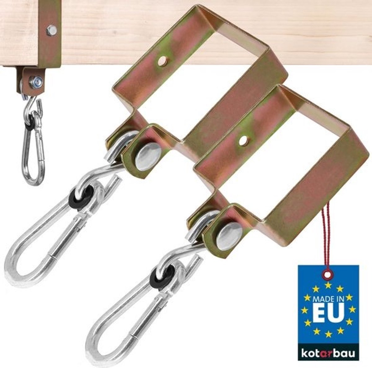 Set van 2 Schommelhaken 90 x 90 mm Carabiner Haken voor Schommels
