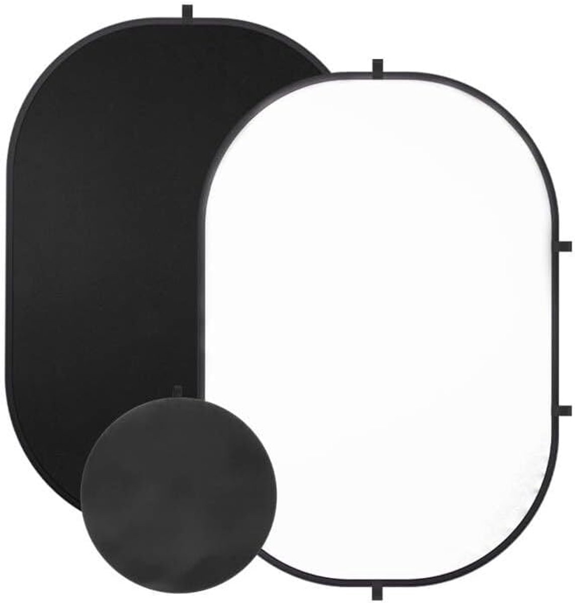Zwart Fotografie Achtergrond, 3x5ft/100x150cm Dubbelzijdig Pop Up Opvouwbare Achtergrond Panel Omkeerbare Mousseline Chromakey Scherm met Draagtas voor TikTok YouTube Video Live